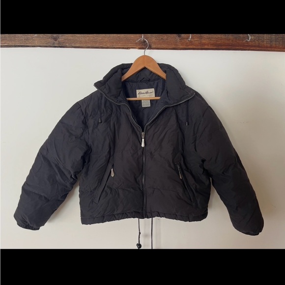 Eddie Bauer Jackets & Blazers - Y2K Eddie Bauer Cropped Black Goosedown Puffer Jacket